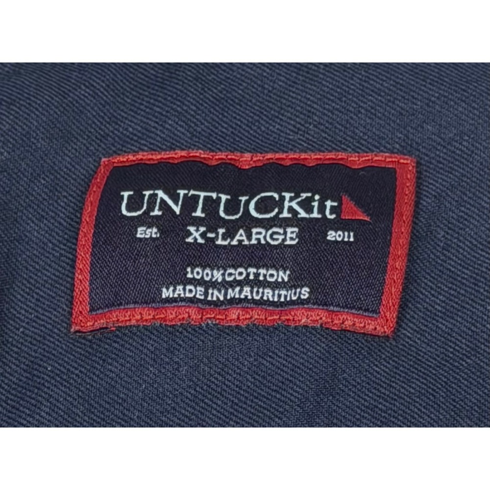 UNTUCKit Briscoe Navy Blue Cotton Short Sleeve Button Down Shirt Mens XL 40918 - Picture 3 of 6